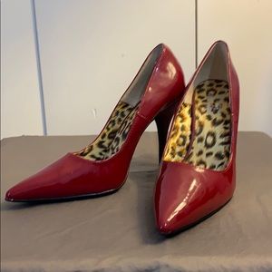 House of Field red pointed toe heels